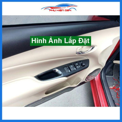 Ốp nội thất Vios 2019-2020-2021-2022 vân Cacbon 7 chi tiết bảo vệ chống trầy xước và làm đẹp xe