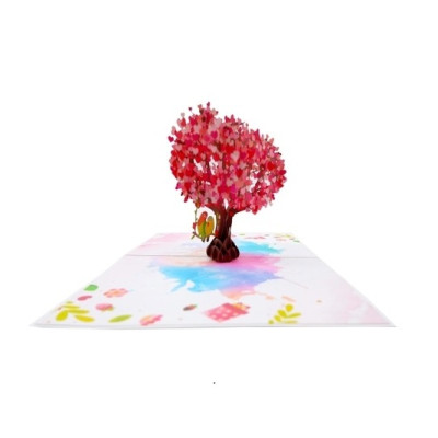 Thiệp 3D Pop Up Cây Tình Yêu Trái Tim & Đôi Chim – Thiệp Valentine, Thiệp Tình Nhân, Thiệp Lãng Mạn, L22