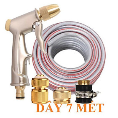 ️Evoucher Bộ dây vòi xịt nước rửa xe, tưới cây , tăng áp 3 lần, loại 7m, 10m 206701-1 đầu đồng, cút đồng, +  mở chai