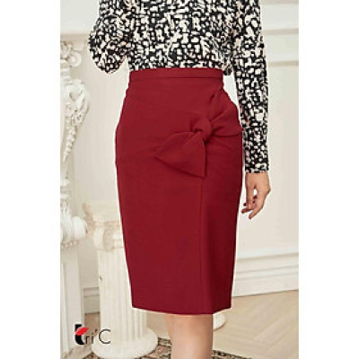 Chân váy ôm, nơ lệch eo Tri