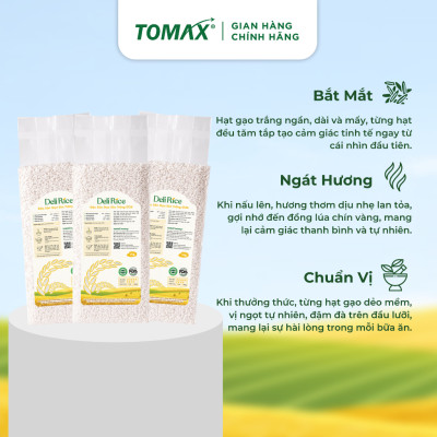 Combo 2 túi Gạo TOMAX ST25 1kg TOMAX Ngọt thơm, Tơi xốp