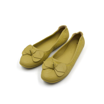 Giày Nữ Búp Bê Đính Nơ Tomoyo Da Micro Fiber Khắc Hoạ Tiết Laser TMW31103