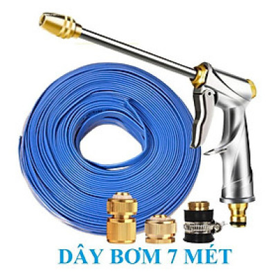 Bộ dây vòi xịt nước rửa xe, tưới cây . tăng áp 3 lần, loại 7m, 10m 206701-2 đầu đồng, cút đồng+ tặng túi đựng bút
