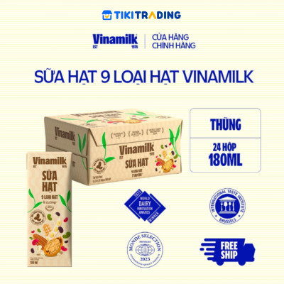 Thùng 24 hộp Sữa hạt 9 loại hạt Vinamilk ít đường - hộp 180ml