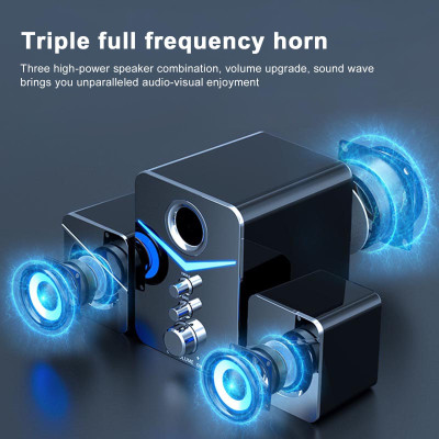 Bộ loa 3 trong 1 SADA D-221 có dây 3.5mm  được hỗ trợ USB Đèn khí quyển cho máy tính để bàn