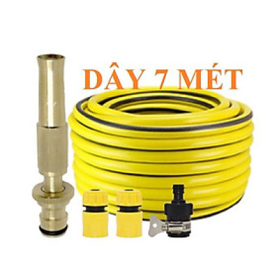 Bộ dây vòi xịt nước rửa xe, tưới cây . tăng áp 3 lần, loại 7m, 10m 206587 cút sập+tặng móc khoá
