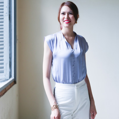 Áo Cổ Nhún Áo Kiểu Nữ Thời trang thiết kế Hity TOP142 (Xanh Thiên Thai)