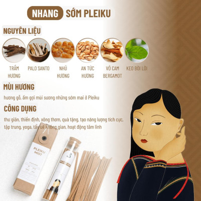 Nhang Thủ Công Sớm Pleiku 3 Lành Hộp 30 Que 100 % Tự Nhiên Tặng Kèm Đế Chăm Không Hóa Chất Xông Thơm