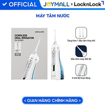 Máy Tăm Nước Không Dây LocknLock Cordless Oral Irrigator màu xanh ENR156BLU, Hàng chính hãng, 4 chế độ làm sạch- JoyMall