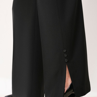 Quần vải suông ống loe xẻ V 2 bên Avery thiết kế cao cấp WHITE CHIC