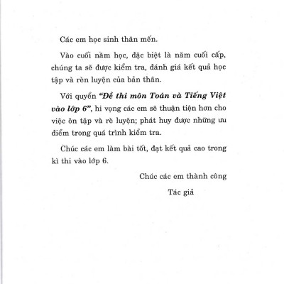 Đề Thi Môn Toán Và Tiếng Việt Vào Lớp 6 - HA