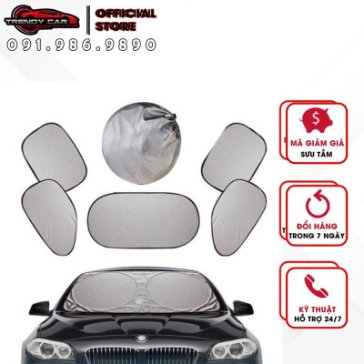 Rèm chắn nắng cho Ô tô Bộ 6 Tấm Chắn Nắng 2 lớp vài tráng bạc phản tia UV 99% cho xe hơi