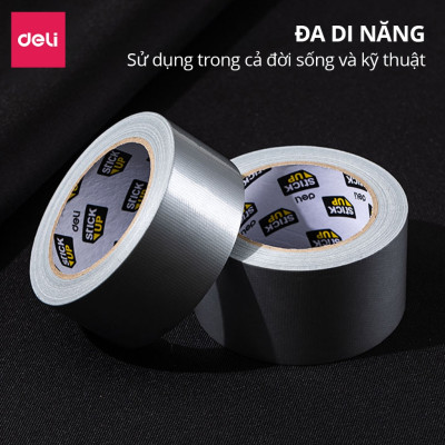 Băng keo vải đa năng Siêu dính Siêu dai 60mm*20m Deli - Băng dính vải cách điện chuyên dụng chịu nhiệt chống thấm