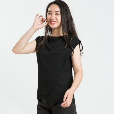 Áo Kiểu Cao Cấp Áo Đắp Vạt Thời trang thiết kế Hity TOP090 (Đen Huyền Bí)