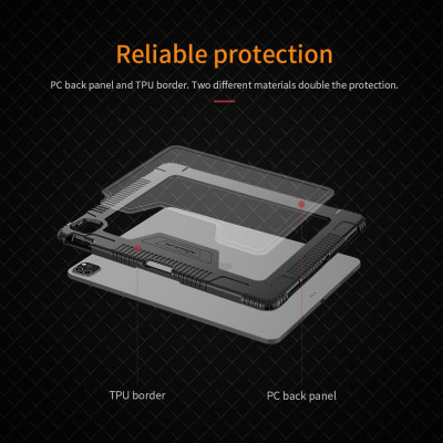 Bao da iPad Pro 11 2020 chống sốc hiệu Nillkin Bumber có ngăn đựng bút chống va đập, mặt lưng show Logo táo, cơ chế smartsleep - Hàng chính hãng