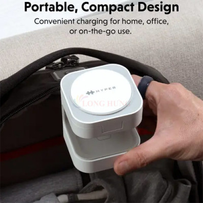 Đế sạc không dây HyperJuice Ultra-Portable Qi2 3-in-1 Magnetic Charging Stand HJ3320WHGL - Hàng chính hãng
