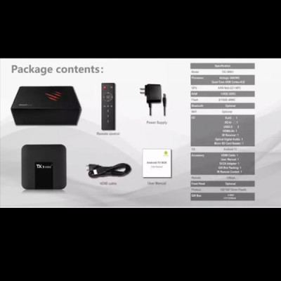 Box TV TX3 mini+ (2024) - Ram 4G/32G  Android TV 11.0 - Chip Amlogic S905W2 - Bluetooth 5.0 - Xem Truyền Hình Đá Banh Miễn Phí - Hàng Nhập Khẩu