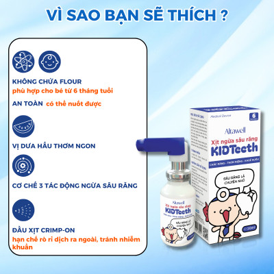 Xịt Ngừa Sâu Răng Altawell KIDTeeth Cho Trẻ Từ 6 Tháng Tuổi, Vị Dưa Hấu Thơm Ngon