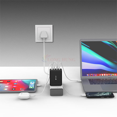 Cốc sạc Mazer Infinite.Boost SuperMINI GaN3 200W 3Type-C 1 USB M-GAN200W - Hàng chính hãng