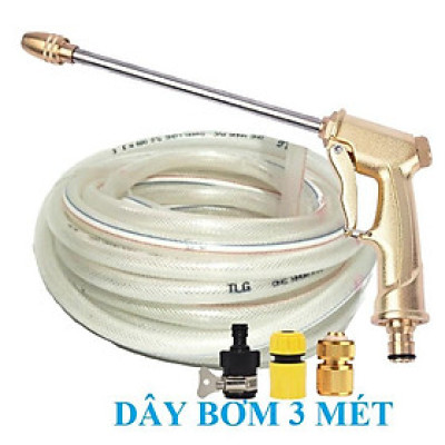  Bộ dây vòi xịt nước rửa xe,tưới cây .tăng áp 3 lần,loại 3m,5m 206701-3 đầu đồng,cút đồng,nối nhựa d+tặng móc khoá