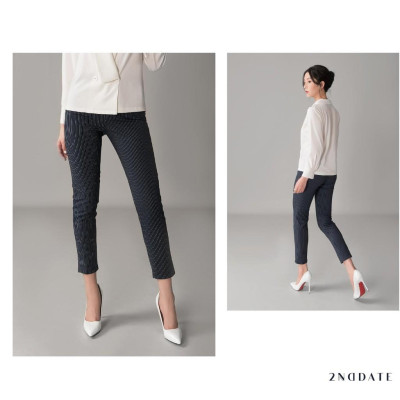 Quần Slim-fit nữ hoạ tiết kẻ 2NDDATE TR009NS