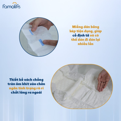 COMBO 3 Tã dán người già FAMOLIFE Cao Cấp mềm mại, thấm hút