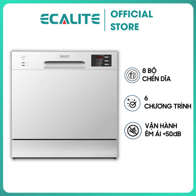 Máy Rửa Chén Ecalite EDW-SMS6080WH (Trắng) - 8 Bộ - 6 Chương Trình Rửa - Hàng Chính Hãng
