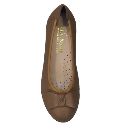 Giày Nữ Búp Bê Đế Xuồng HÀ NAM Da Bò Thật Cao Cấp 4cm GBBN2035