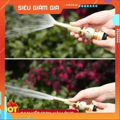Bộ dây vòi xịt nước rửa xe, tưới cây . tăng áp 3 lần, loại 20m 206587 đầu đồng, cút đồng