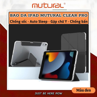 Bao da Cho IPAD Gen 11 A16 2025 / Gen 10 10.9 inch 2022 hiệu Mutural Clear Pro - Lưng PC trong suốt , viền TPU, Có Khay Đựng Bút, Bao Da Thông Minh, tự động tắt mở màn hình - Hàng nhập khẩu