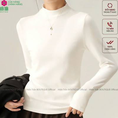 Áo giữ nhiệt nữ Hiền Trần BOUTIQUE cổ cao dài tay chất vải thun kiểu dáng ôm nhẹ phong cách thanh lịch-A6