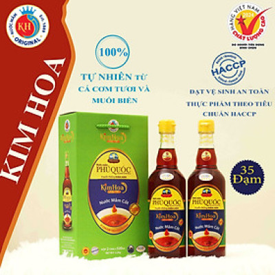 Nước Mắm Cốt Kim Hoa Phú Quốc 35 độ đạm Hộp 2 chai 520ml