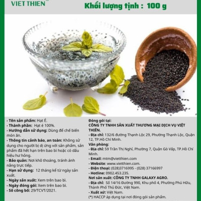 Hạt É Việt Thiên 100g, nhà máy sản xuất và phân phối nông sản Việt Thiên, giá rẻ