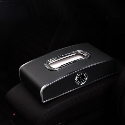 Hộp Đựng Khăn Giấy Trên ô Tô Có Đồng Hồ Và Bảng Sđt Cao Cấp (Kèm Video thực tế)