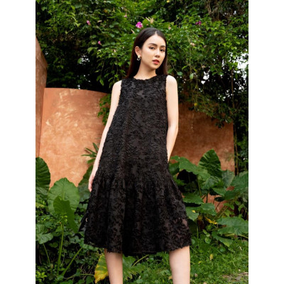 Đầm Suông Đuôi Cá Hoa Xù De Leah 