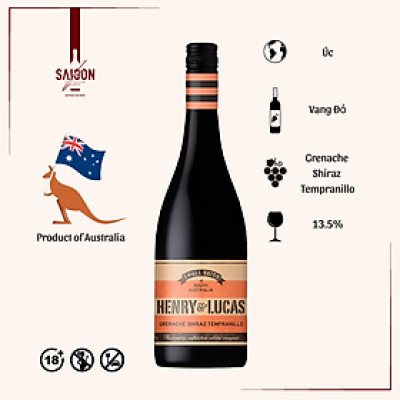 Rượu Vang Đỏ Dominic HENRY & LUCAS Grenache Shiraz Tempranillo 750ml 13.5% Acl