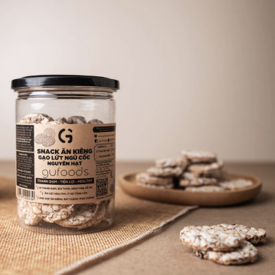 Snack gạo lứt ngũ cốc nguyên hạt GUfoods - Không chiên dầu, Đa dạng hương vị, Thanh đạm, Lành mạnh, Phù hợp Eat clean, Ăn vặt healthy, Tiện lợi, Thuần chay
