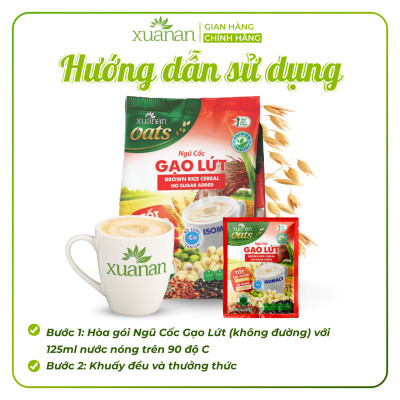 Ngũ Cốc Gạo Lứt No Sugar Xuân An [đường ăn kiêng] Túi 400G {25g*16 gói}(Tặng Kèm 1 Túi Yến Mạch 150G)