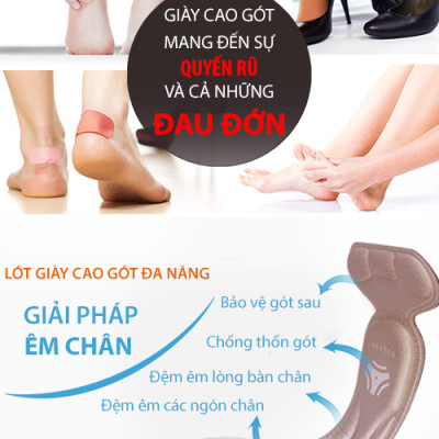Miếng lót giày cao gót mũi nhọn cho giày bị rộng cao cấp, vải thoáng khí và êm chân- buybox - BBPK55