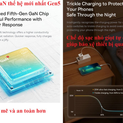 Cốc sạc / Bộ sạc nhanh 1 cổng type-C 20W Baseus GaN5 Mini CCGAN20C5-M _ Hàng chính hãng