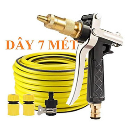 ️️FREESHIP Bộ dây vòi xịt nước rửa xe, tưới cây , tăng áp 3 lần, loại 7m, 10m 206236 đầu đồng,cút,nối đen