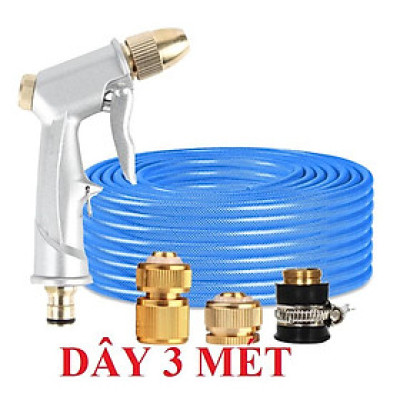 Bộ dây vòi xịt nước rửa xe, tưới cây . tăng áp 3 lần, loại 3m, 5m 206701Ađầu đồng, cút đồng+ tặng túi đựng bút