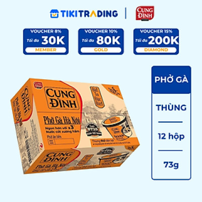 Thùng 12 Hộp Phở Gà Hà Nội Cung Đình (73g/Hộp)