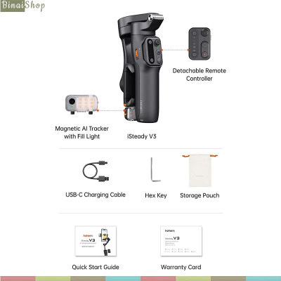 Hohem Isteady V3 - Gimbal Chống Rung Kiêm Gậy Selfie Cho Smartphone, Tích Hợp AI, Điều Khiển Từ Xa, Tải Trọng 300g - Hàng chính hãng