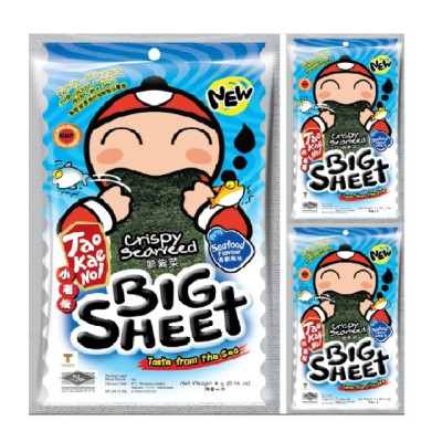 Hộp 12 gói Snack rong biển Tao Kae Noi Big Sheet vị Hải Sản (4g)