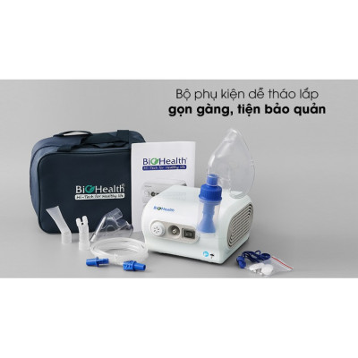 Trọn bộ máy xông mũi họng cao cấp Biohealth NEB PRO dùng cho người lớn và trẻ em, điều chỉnh được tốc độ phun