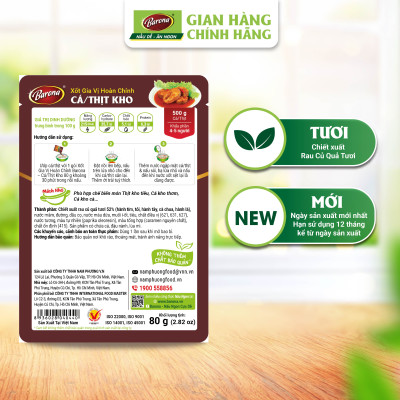 Combo 1 hộp (20 gói) Gia Vị Cá/ Thịt Kho Barona 80g ướp ngon chuẩn vị không cần nêm nếm