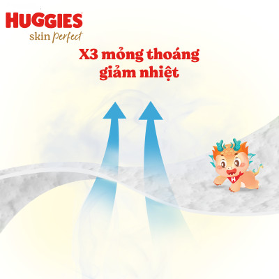 Tã quần Huggies Skin Perfect Mega Jumbo L88+4 miếng với 2 vùng thấm giảm kích ứng da