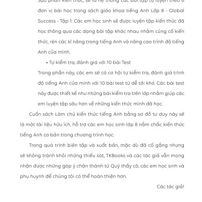 Làm Chủ Kiến Thức Tiếng Anh Bằng Sơ Đồ Tư Duy Lớp 8 - Tập 1