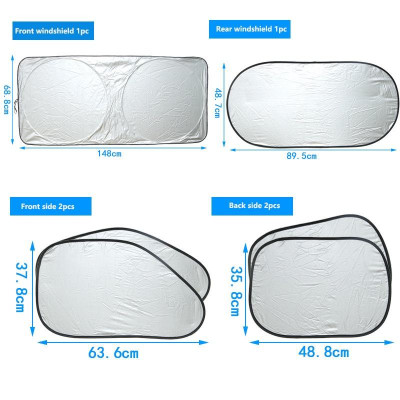 Rèm chắn nắng cho Ô tô Bộ 6 Tấm Chắn Nắng 2 lớp vài tráng bạc phản tia UV 99% cho xe hơi